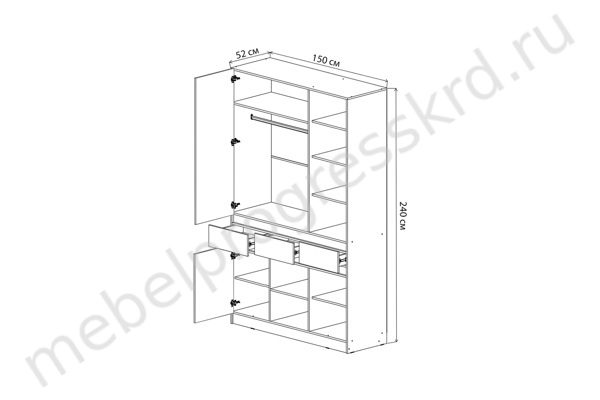 Шкаф 3-х створчатый "Роджина"